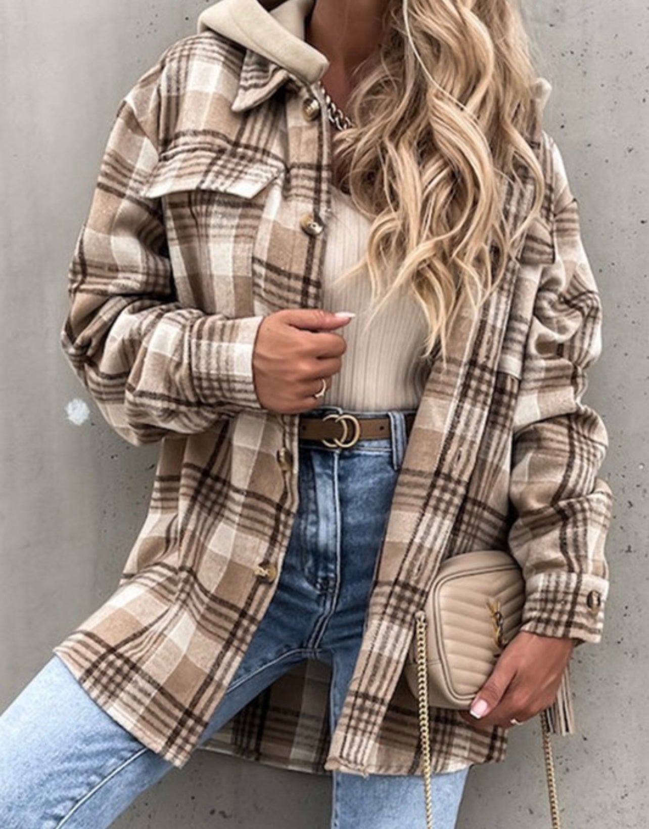 Hooded Plaid Jacket