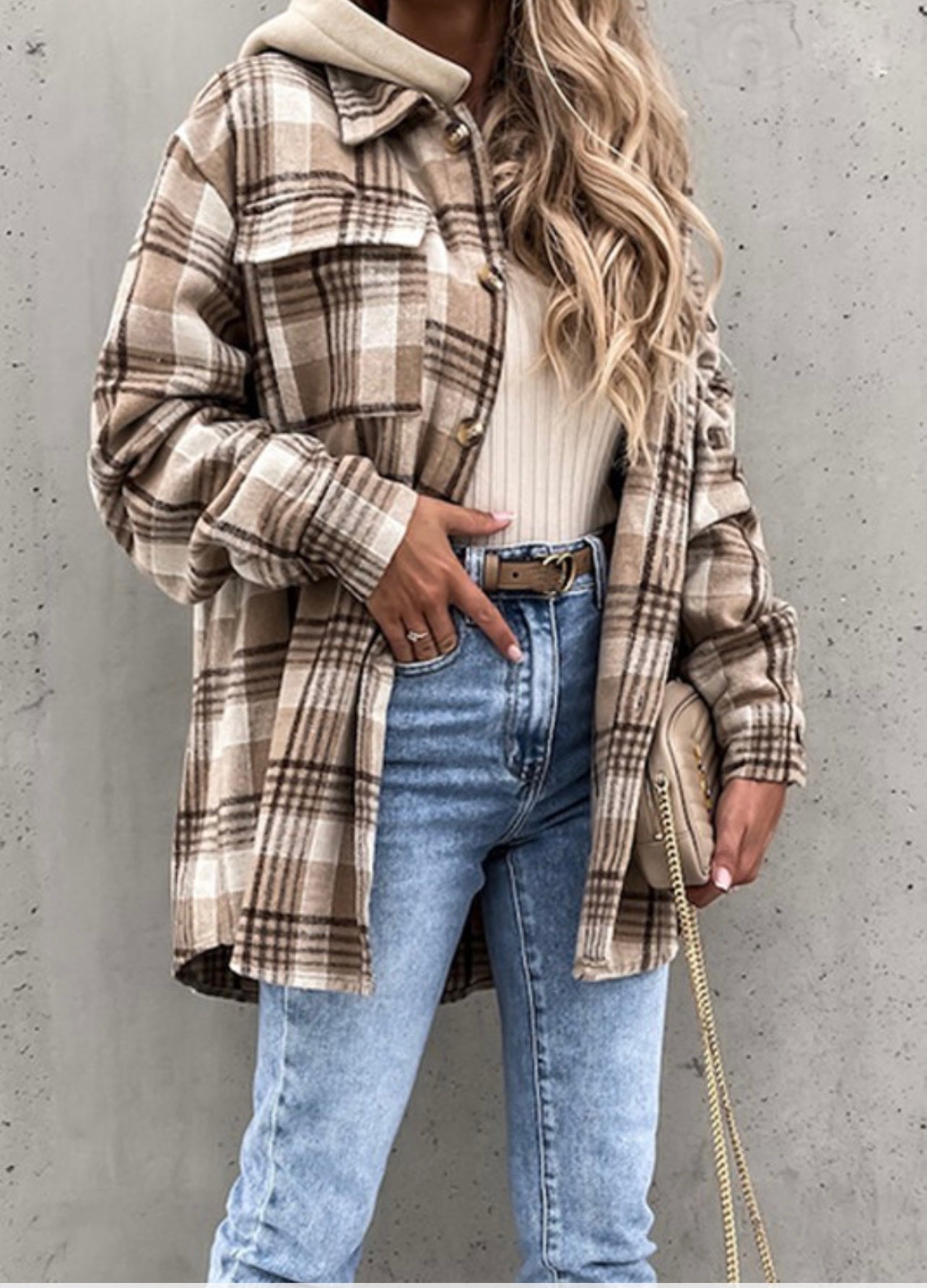 Hooded Plaid Jacket