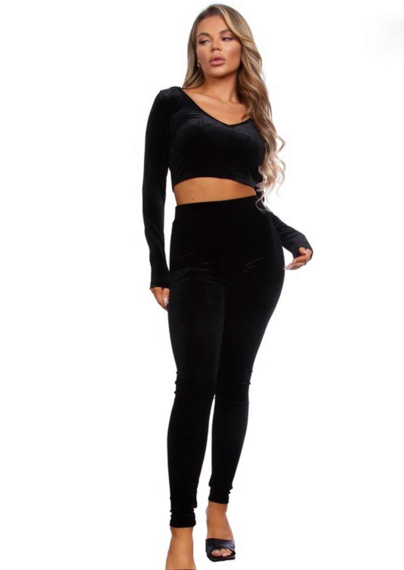 Velvet hoodie legging set